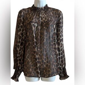 Leopard Print Sheer Blouse